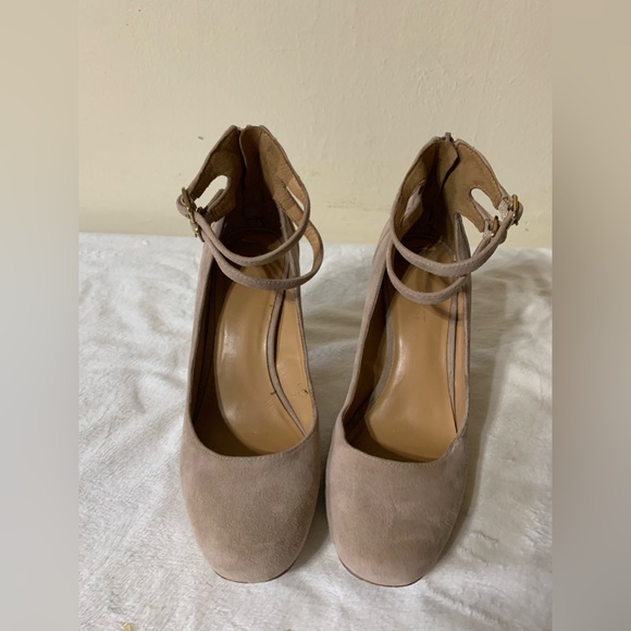 Nine West Shoes - 🦋Nine West Women’s Ladies Block Heel Ankle Strap Suede, Taupe Round Toe Size 7